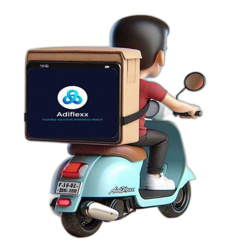 Delivery rider with ad screen